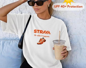 Camiseta de corrida Strava | Absorção de umidade, proteção solar UPF 40+, desempenho para corrida
