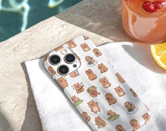Capa para iPhone com estampa de capivara, capa brilhante e divertida com estampa de animal, presente moderno para adolescentes, capa fina.