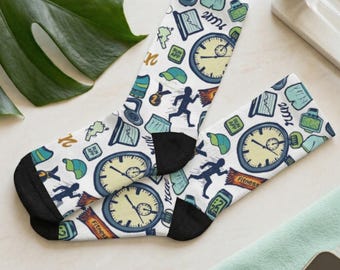 Meias esportivas de cano médio, ideal para corredores de maratona, roupas de treino ecológicas e meias para academia.
