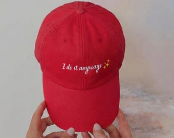 I Do It Anyways Dad Hat, Motivational Embroidered Red Baseball Cap, Gym Hat Gift