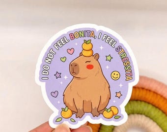 Adesivo com meme de capivara, adesivo engraçado para laptop, adesivo roxo pastel para caderno, presente moderno para adolescentes ansiosos