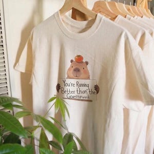 Funny capybara meme running shirt, quote graphic tee, marathon runner gift, animal workout t-shirt image 3