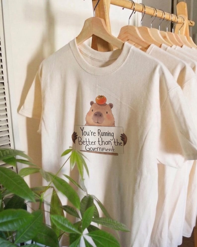 Funny capybara meme running shirt, quote graphic tee, marathon runner gift, animal workout t-shirt image 3