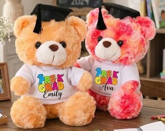 Oso de peluche personalizado para graduación de preescolar con nombre, regalo de graduación de preescolar para niños, lindo juguete de peluche de recuerdo para graduados de jardín de infantes