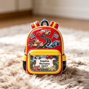 Personalized Disney Cars Backpack Ornament, Custom Lightning McQueen Mater Classroom Decor, Nursery School 2027 Keepsake, Kids Tree Ornament image 7
