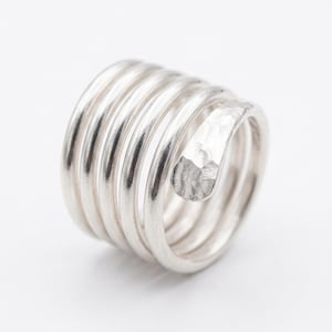 925 Sterling Silver Wrap Ring – Adjustable Multi Layer Spiral Ring – Minimalist Boho Statement Ring – Handmade Unisex Jewels Or Gift For Her