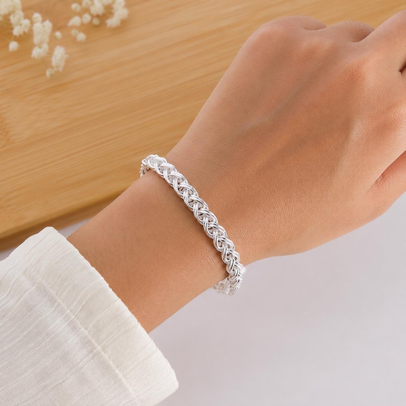 Handmade 925 Sterling Silver Braided Chain Bracelet | Minimalist Silver ...