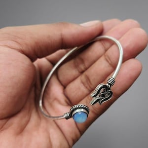 Handmade Moonstone Wire Wrapped Bangle, Sterling Silver Adjustable Cuff Bracelet, Boho Gemstone Bracelet, Gift for Her, Minimalist Jewelry