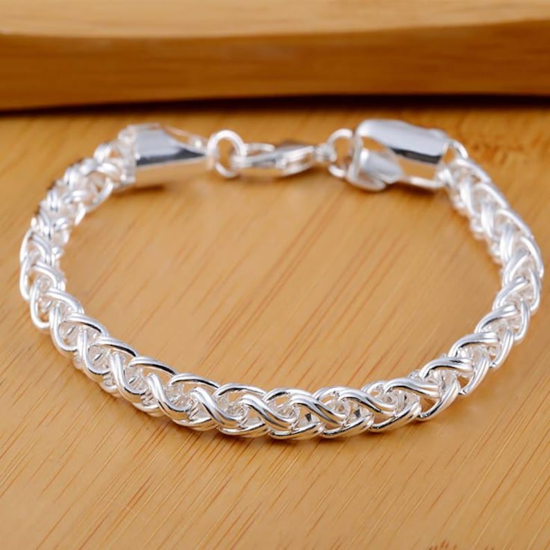 Handmade 925 Sterling Silver Braided Chain Bracelet | Minimalist Silver ...