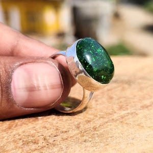 Green Druzy Ring, Sparkling Green Stone Ring,925Sterling Silver Statement Ring, Handmade Gemstone Ring, Boho Jewellery Gift for Her