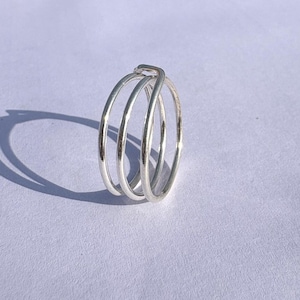 925Sterling Silver Triple Band Ring | Minimalist Layered Ring | Stackable Look Ring | Handmade Multi Band Silver Ring | Adjustable Open Ring