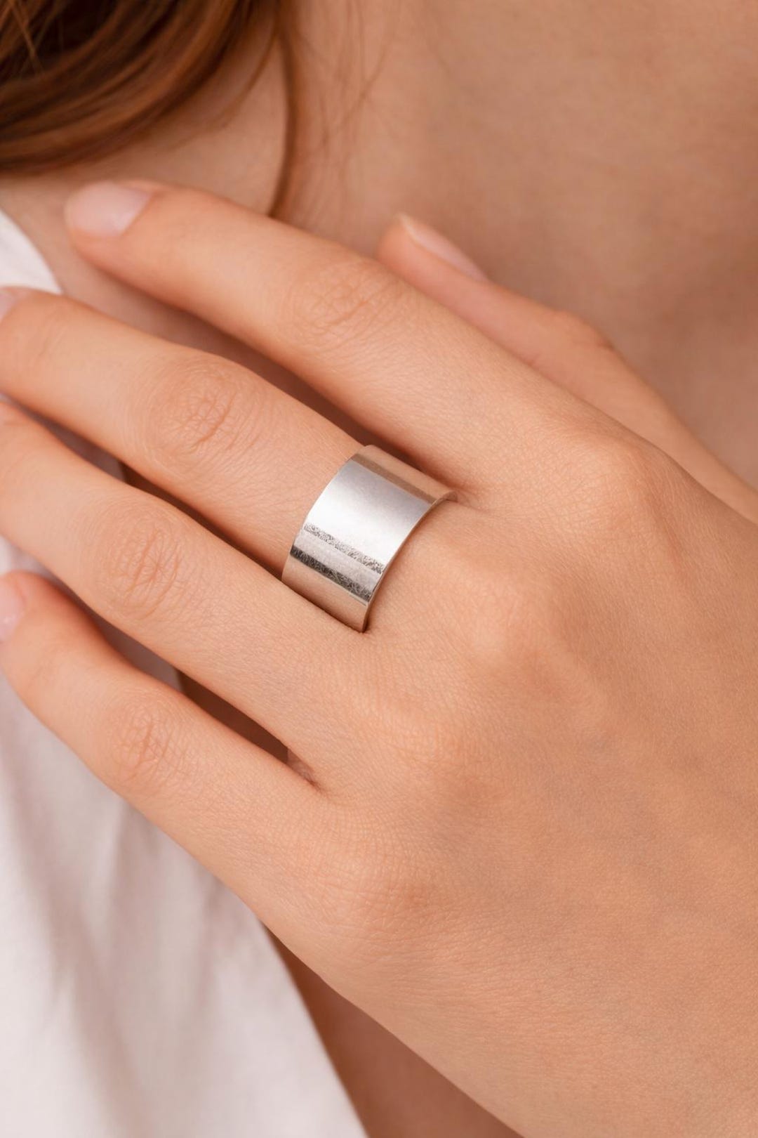 925 Sterling Silver Wide Band Ring – Minimalist Chunky Silver Ring ...