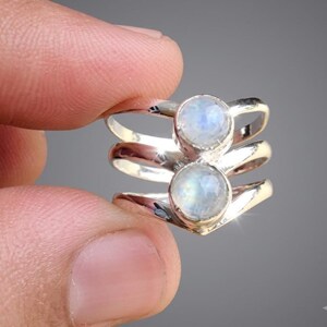 Moonstone Gemstone Handmade 925Sterling Silver Ring, Open Wrap Ring, Natural Gemstone Ring, Minimalist Boho Jewelry, Cozy Fall Gift for Her