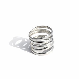 Minimalist Multi Band 925Sterling Silver Ring, Adjustable Stack Ring, Handmade  Silver Ring, Boho Jewellery, Gift for Her, Everyday Ring