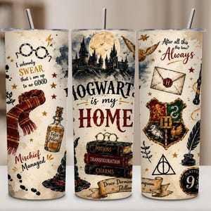 Paquete de imágenes PNG de vasos inspirados en escuelas de magia, diseño mágico de fantasía para vasos, descarga digital por sublimación, imágenes prediseñadas PNG para envolver vasos, moderno.