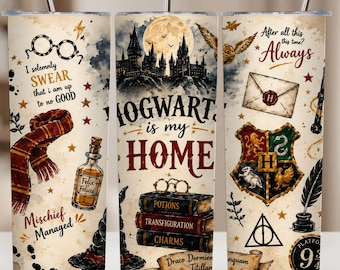Wizard School Inspired Tumbler PNG Bundle, Magical Fantasy Design for tumblers Sublimation Digital Download Clipart Tumbler Wrap PNG trendy