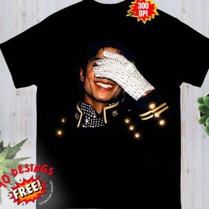 Michael Jackson PNG, King Pop Digital, Michael Fan Geschenk Retro 80er Musik Shirt png, Pailletten Handschuh Pop Art Digital Art (nur für schwarzes Shirt)