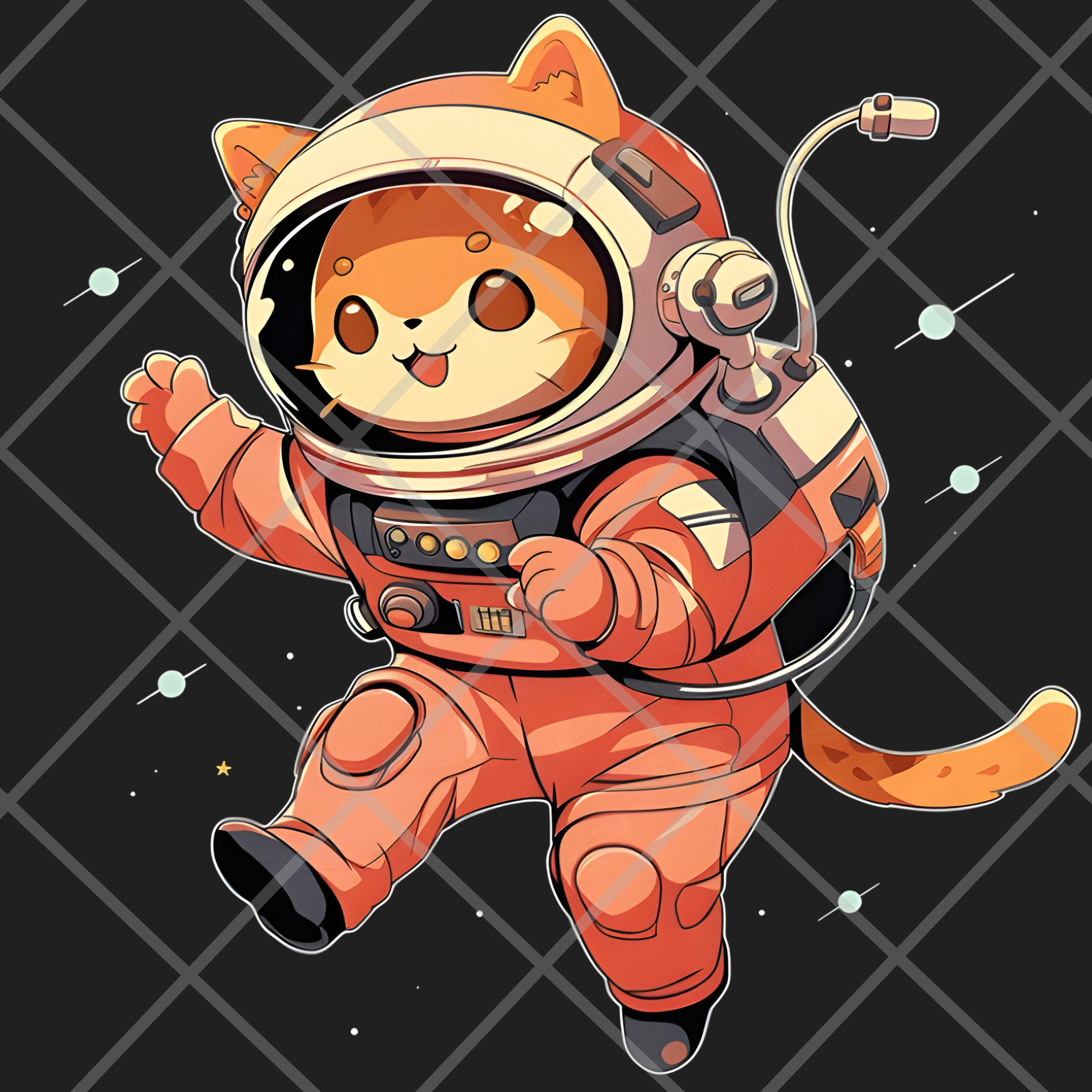 Space Cat Astronaut Clipart | Kawaii Galaxy Kitty PNG (digital Download ...