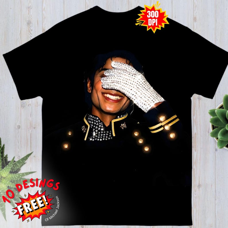 Michael Jackson PNG, King Pop Digital, Michael Fan Gift Retro 80s Music Shirt png, Sequin Glove Pop Art Digital Art (only for black shirt) image 1