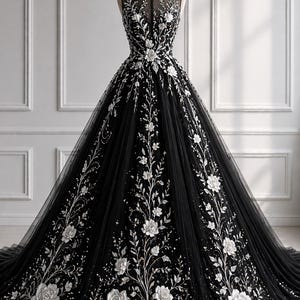 blue dress for baby girl Elegance En Noir – Black Lace Mermaid Wedding Dress main image 1