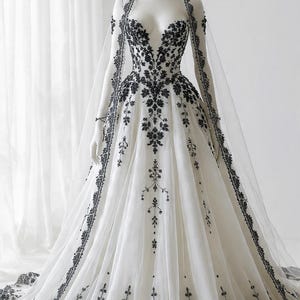 chinese dress ladies A-Line Satin Lace Illusion Bateau Long Sleeves Sweep Black Wedding Dress main image 0