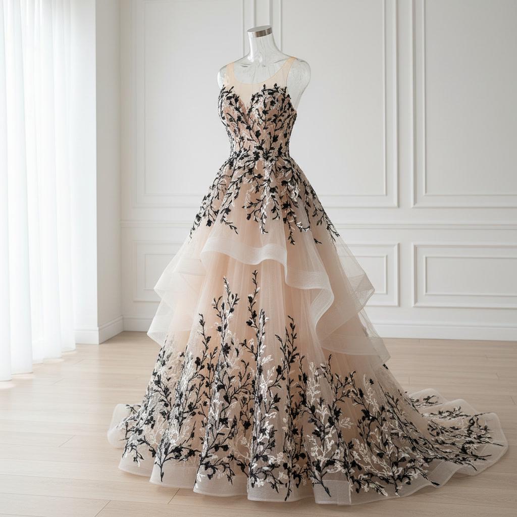 sachin and babi light blue dress ARLETA Champagne Beaded Gown & Cape - Glamorous Elegance