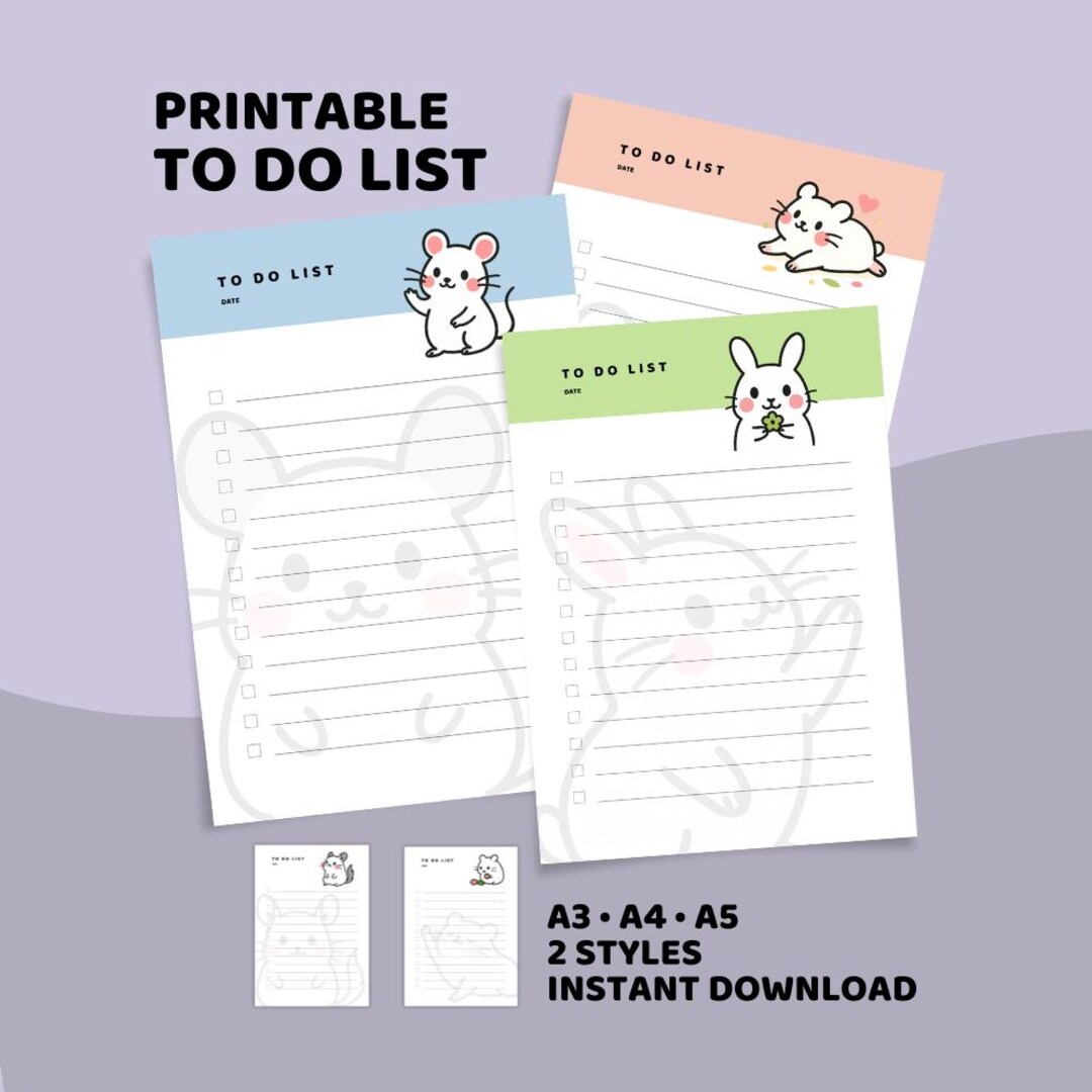 Printable to Do List | Minimalist Pastel Design (A3 A4 A5 Digital ...