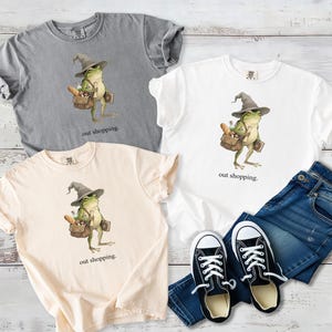 Frog Wizard Cottagecore Out Shopping Shirt, Whimsical Frog Tee, Funny Sarcastic Meme, Magical RPG Lover, Bookish Gift, Mushroom, Potion image 5