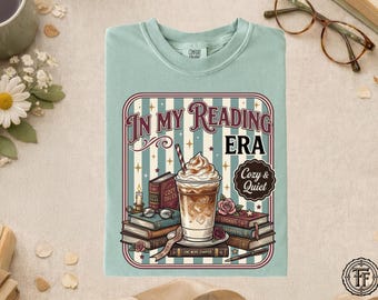 私の読書時代 コケットシャツ、居心地の良い読書家、プレッピーな本好きTシャツ、ブックトックな読書家、コーヒー好きのブックシャツ、もう1章だけ