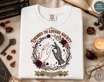 Feinde der Liebhabergesellschaft Romantasy PNG, viktorianischer Goth-Buchliebhaber, dunkle Romantik, trendiges Shirt-Sublimationsdesign, UVDTF, digitaler Download