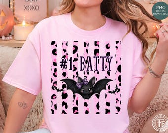 Niedliche Fledermaus Pink Leopard Druck Fledermaus Halloween PNG, lustig #1 Baddie, Kokette Halloween, trendiges Shirt Sublimationsdesign, UVDTF, digitaler Download