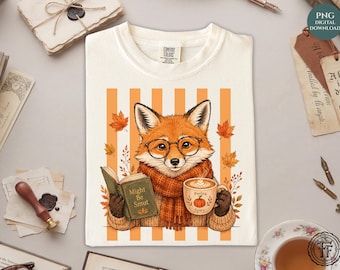 Spicy Cozy Fox Buchliebhaber PNG, Herbst Leser Shirt, könnte schmutzig sein, Romantasy Bookish, trendiges Shirt Sublimationsdesign, UVDTF, digitaler Download