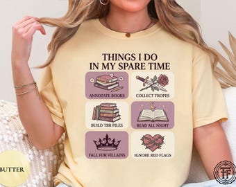 暇な時間にすることTシャツ、ロマンティックな読書家Tシャツ、読書好きのブックトーク、ファンタジーロマンス、お洒落な読書家、読書ユーモア、読書ミーム