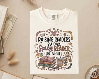 Raising Readers By Day Spicy Reader By Night Shirt, Book Lover Tee, Romance Reader Gift, Preppy Reader, Coquette Bow, Bookworm, Trendy Shirt