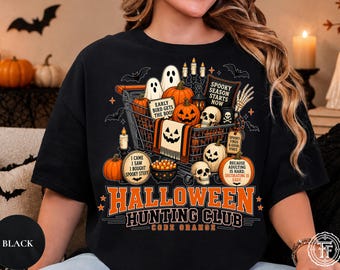 Halloween Hunting Club Code Orange Shirt, Funny Spooky Season Tee, Spooky Vibes, Halloween Shopping Gift, Pumpkin, Girly Boutique Halloween