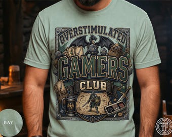 Gamers Club Shirt, Overstimulated Gamer Tee, RPG Würfel, lustiges Game Night Geschenk, Retro Gaming, Tabletop RPG, Fantasy Gamer, Nerd Shirt, Magie