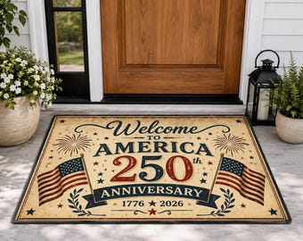 Heavy Duty Floor Mat Commemorating America's 250th Anniversary 1776-2026 Vintage Americana Patriotic Welcome Mat Non-Slip, Patriotism