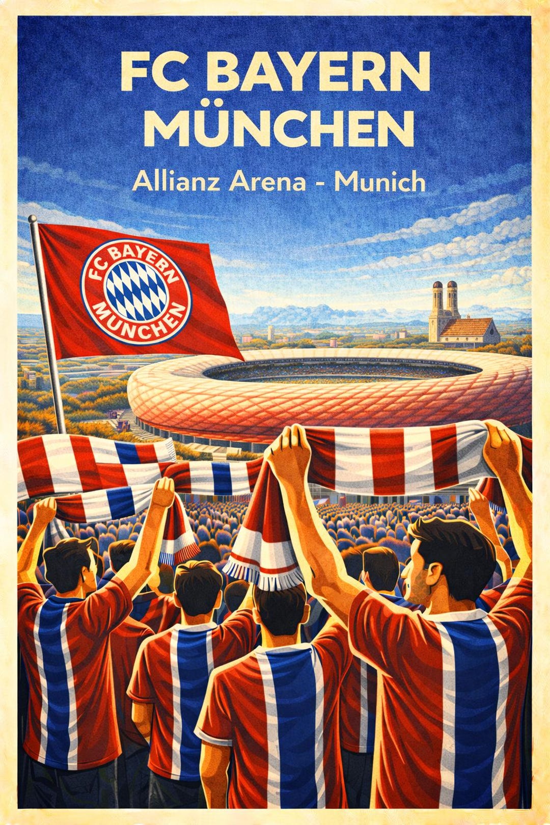 Allianz Arena Poster | Vintage Bayern Munich Football Stadium Art ...