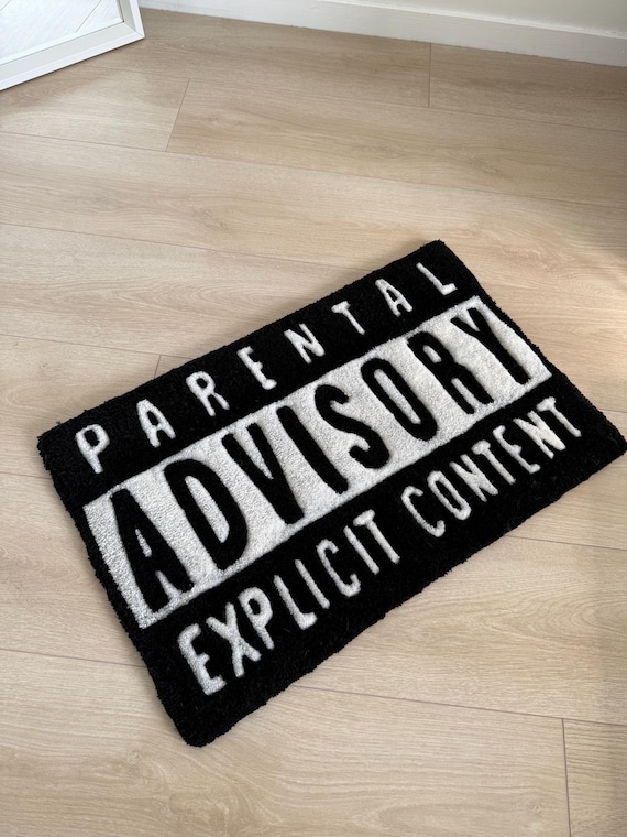 PARENTAL ADVISORY フロアマット 40x60cm Parental Advisory Rug | Explicit Content Carpet | Hip Hop Room