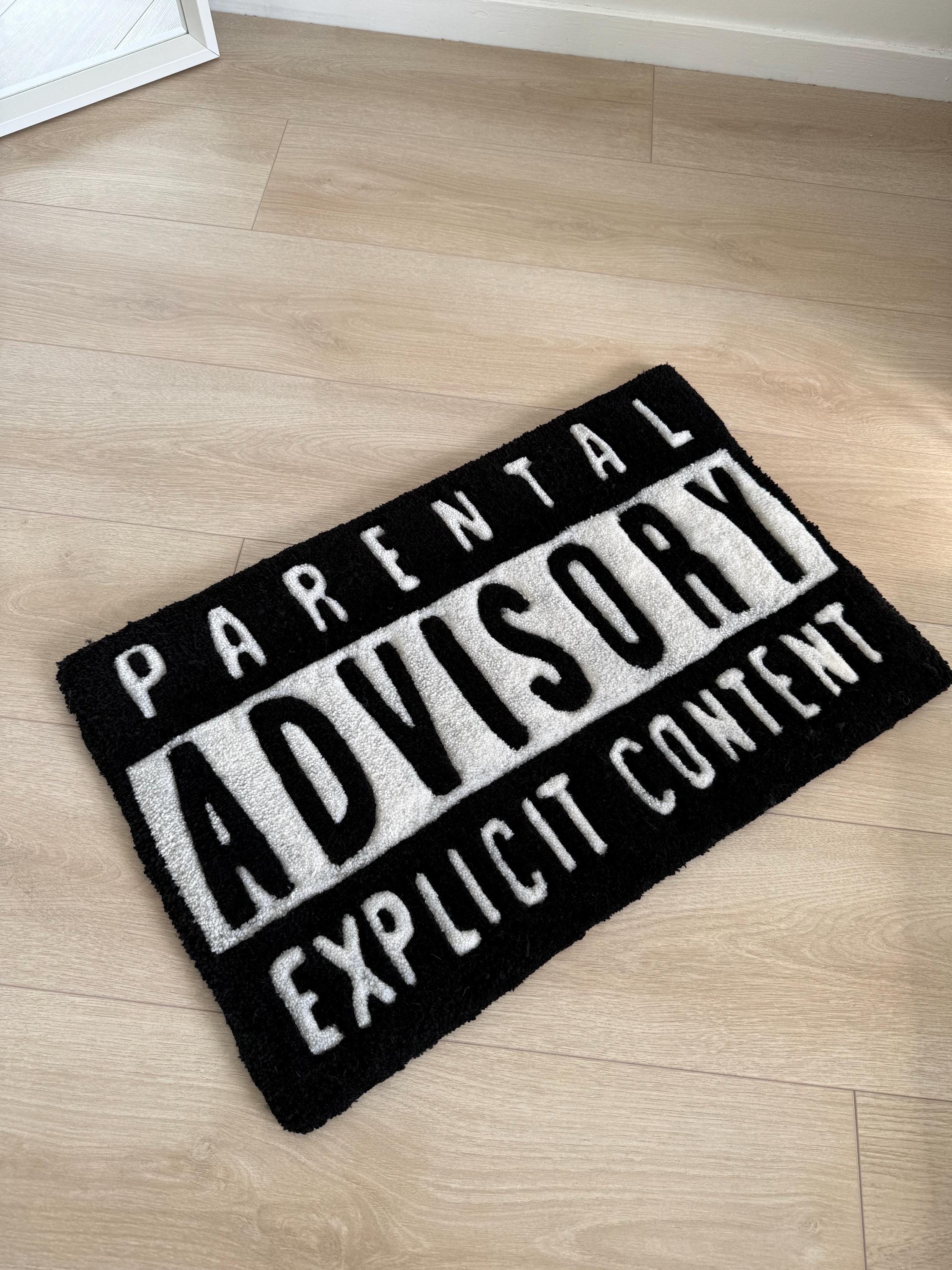Parental Advisory Rug | Explicit Content Carpet | Hip Hop Room
