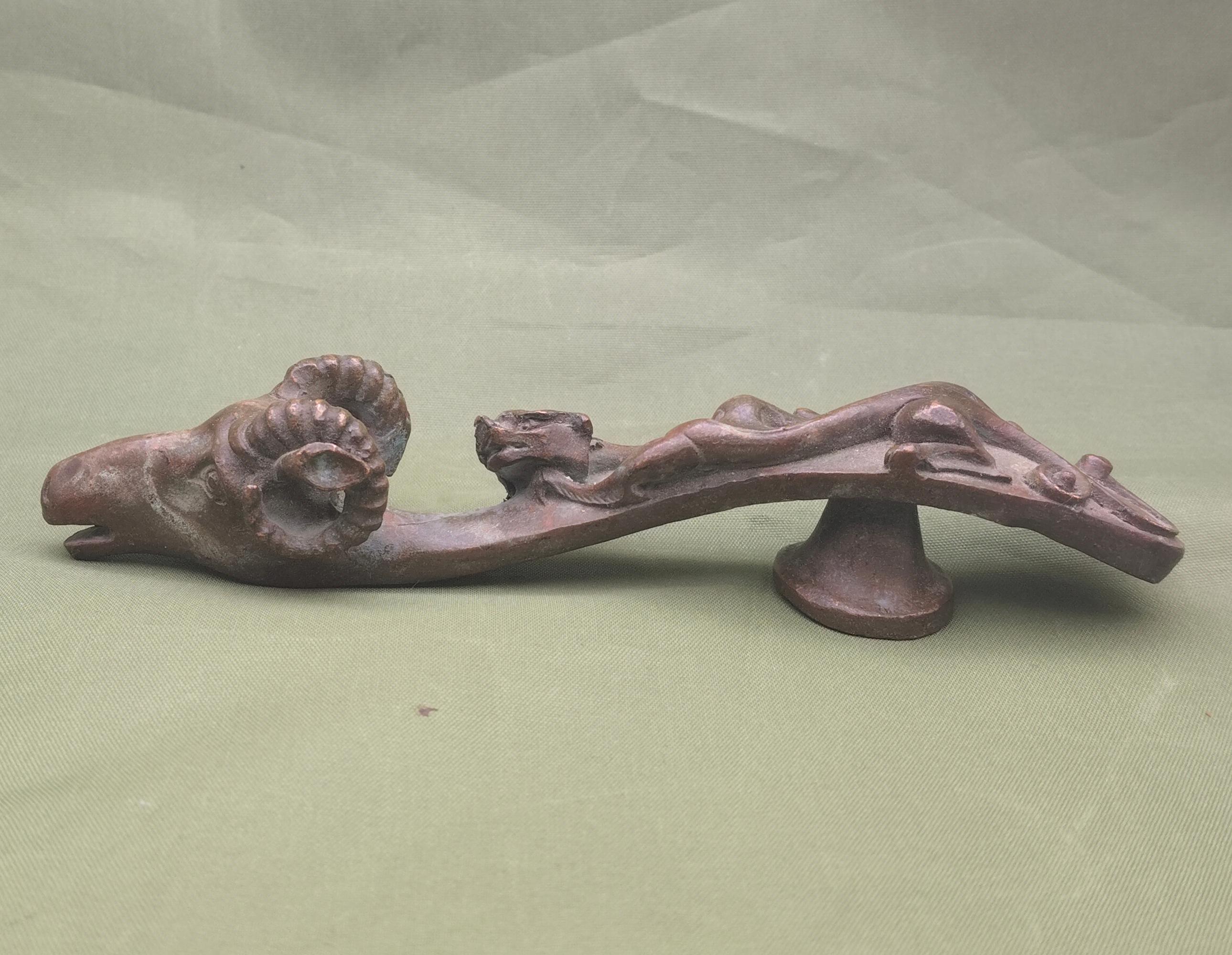 Vintage Bronze Ram Head Ruyi Tea Pet | Handcrafted Chinese Zodiac ...