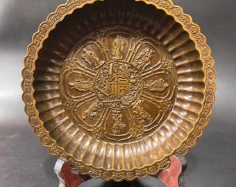 Plato Fu de bronce patinado antiguo / Arte mural y decoración tradicional china