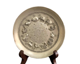 Vintage Chinese Zodiac Yin-Yang Plate | Altar & Spiritual Home Accent