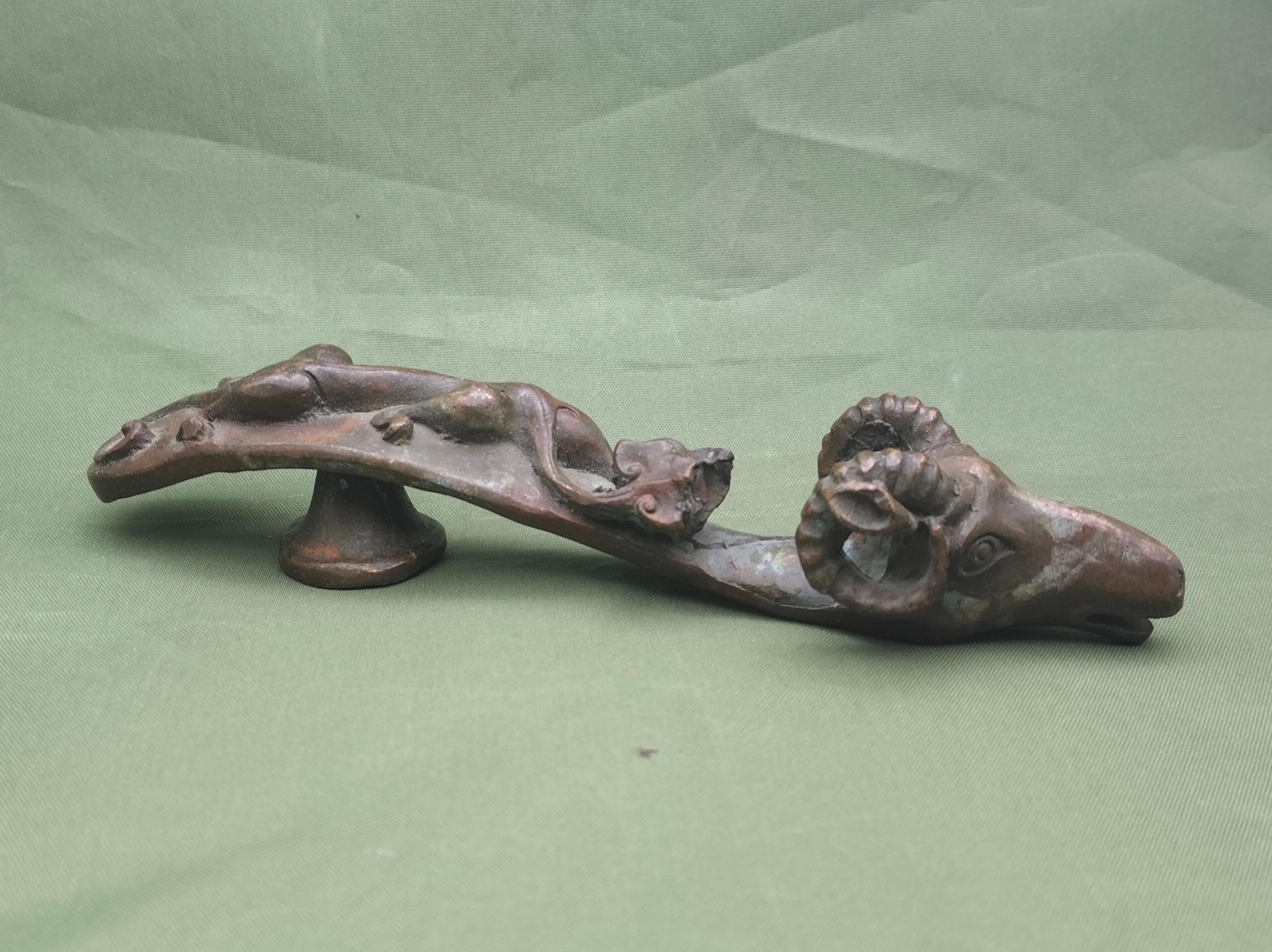 Vintage Bronze Ram Head Ruyi Tea Pet | Handcrafted Chinese Zodiac ...
