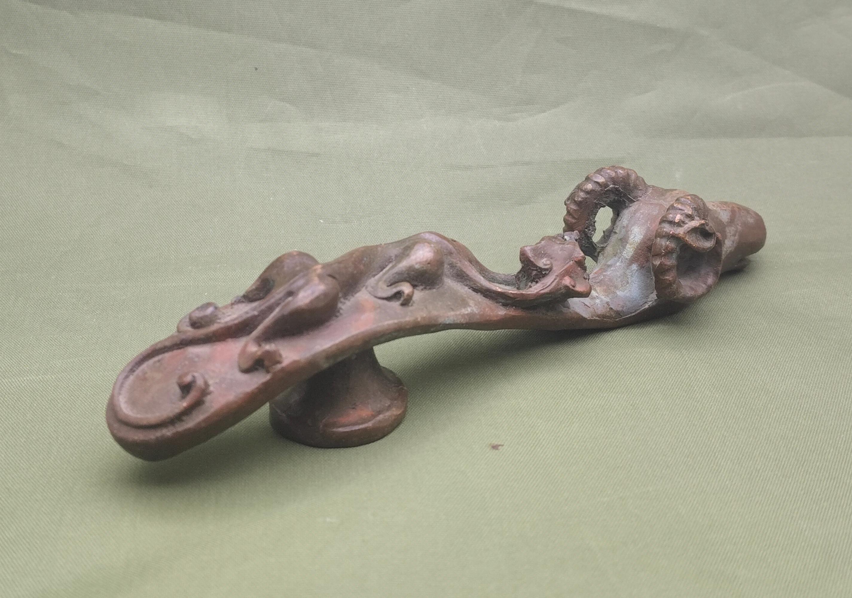 Vintage Bronze Ram Head Ruyi Tea Pet | Handcrafted Chinese Zodiac ...