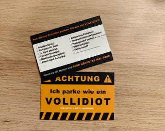 Tarjeta de estacionamiento de mierda para conductores que estacionan ilegalmente