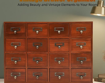 Botiquín vintage con cajón organizador de madera de pino y portaetiquetas