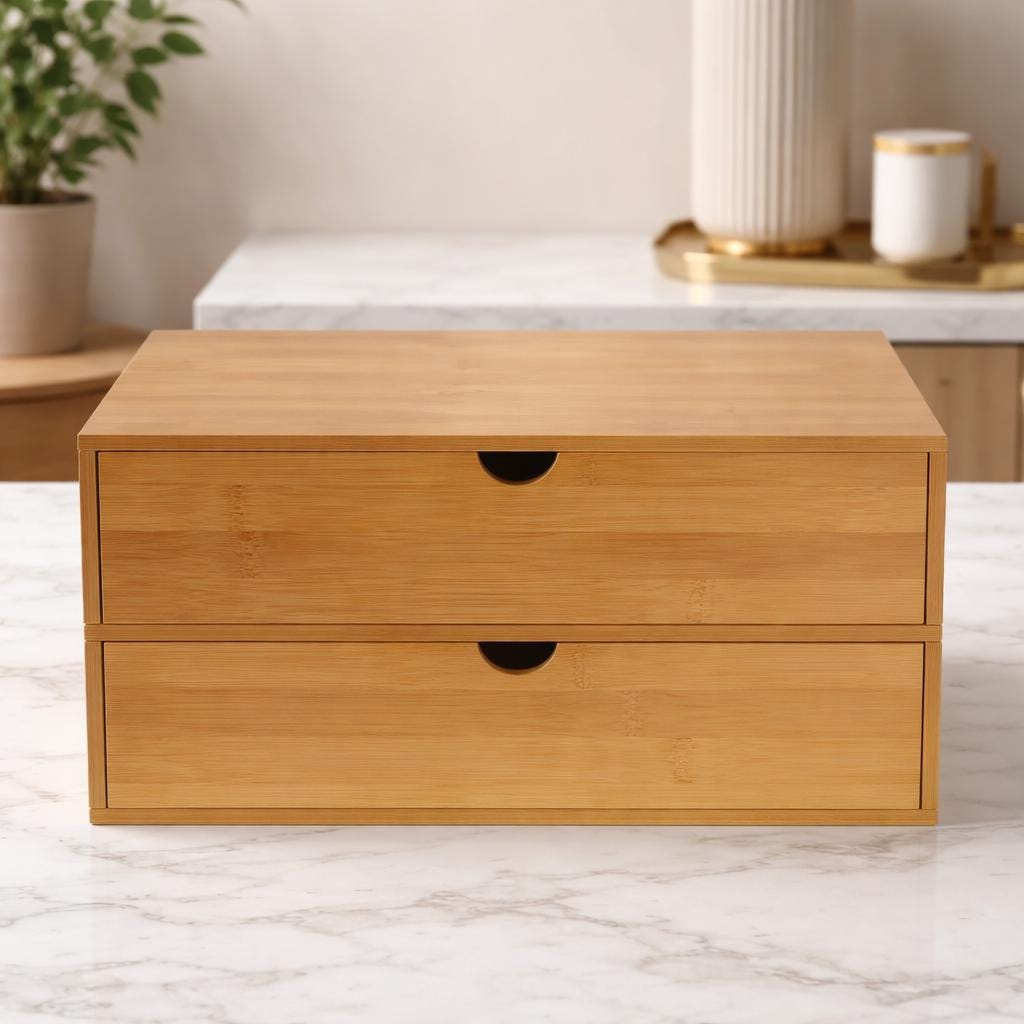 Bamboo Desktop Organizer With Drawers – Minimalist Desk Storage Box - Etsy
