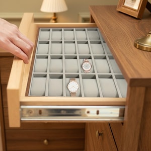 24-30 Slot Wooden Watch Box, Luxury Jewelry Storage Display Case