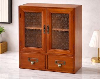 Armario de almacenamiento de madera marrón de 3 niveles con puertas dobles para sala de estar, cocina u oficina